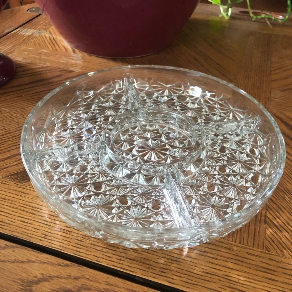 Vintage INDIANA GLASS 5-Part Relish Dish Daisy and Button pattern